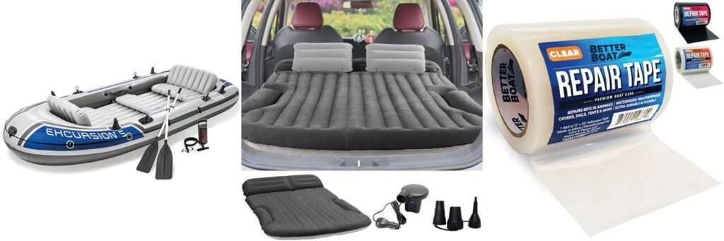 Inflatable Bed For Pontoon Boat And Camping combined image