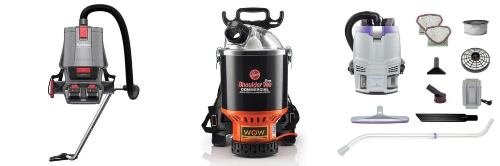 Commercial Backpack Vacuum Cordless combined image