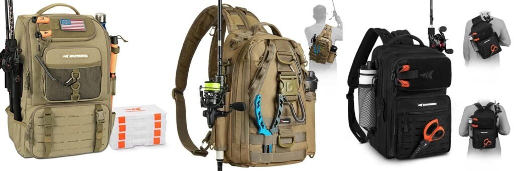 Fishing Backpack With Rod Holder combined image