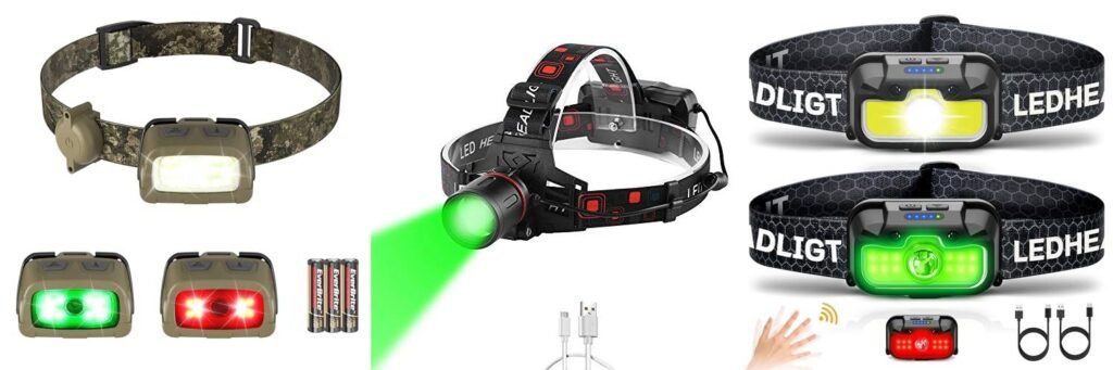 Hunting Headlamp With Green Light combined image