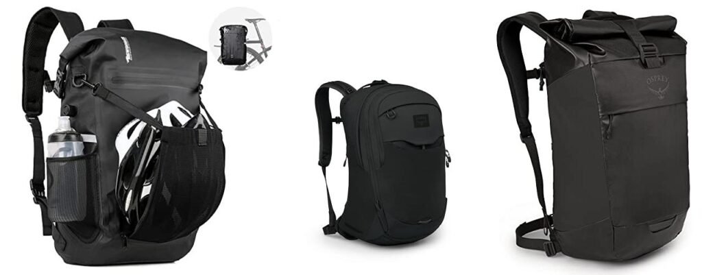 Backpack Bike Commuting combined image