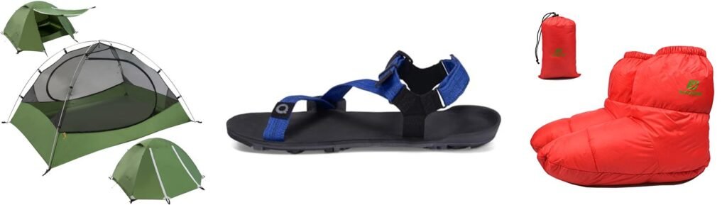 Camp Shoes For Ultralight Backpacking combined image