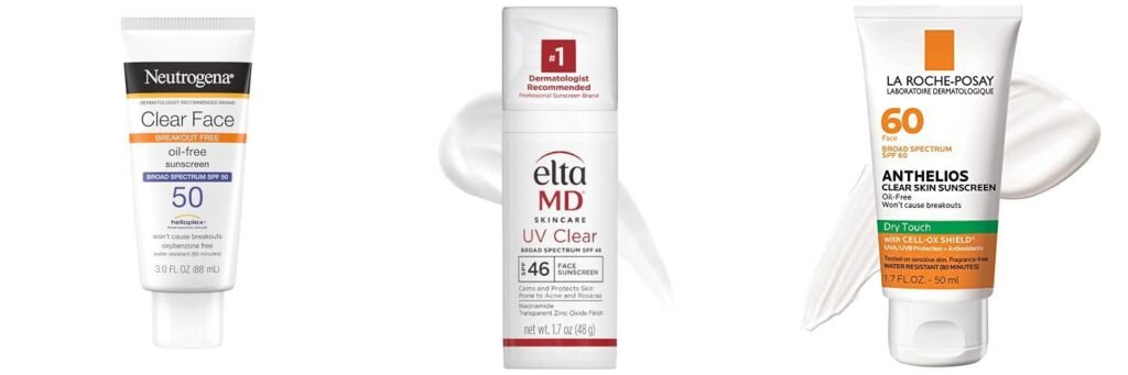 Facial Sunscreen For Acne Prone Skin combined image