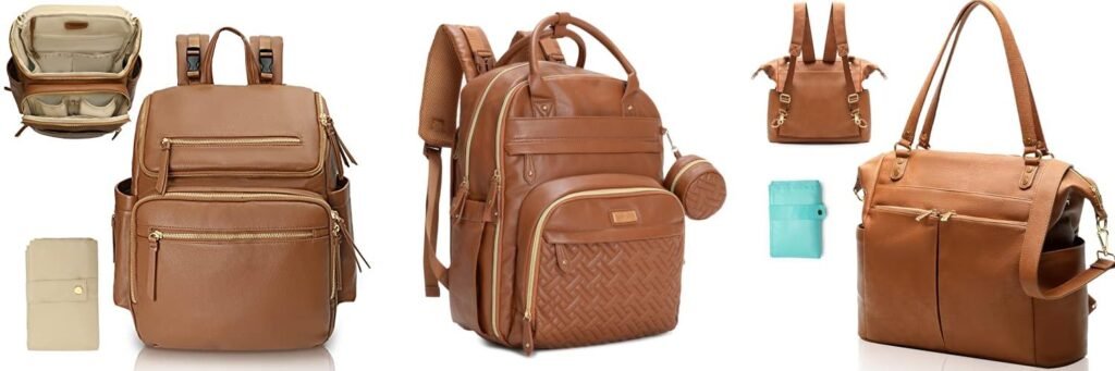 Leather Backpack Diaper Bag combined image