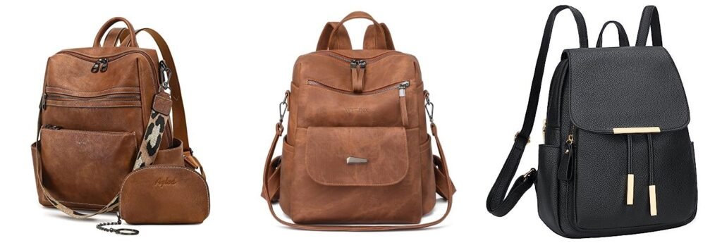 Leather Backpack Purse combined image