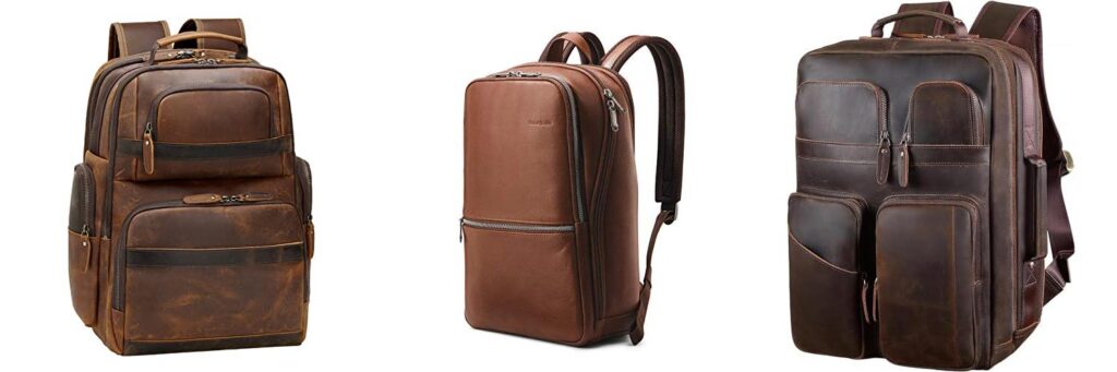 MenS Leather Laptop Backpack combined image
