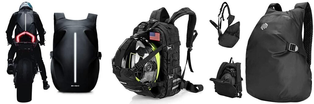 Motorcycle Helmet Backpack combined image