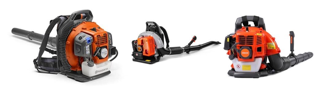Gas Powered Backpack Leaf Blower combined image