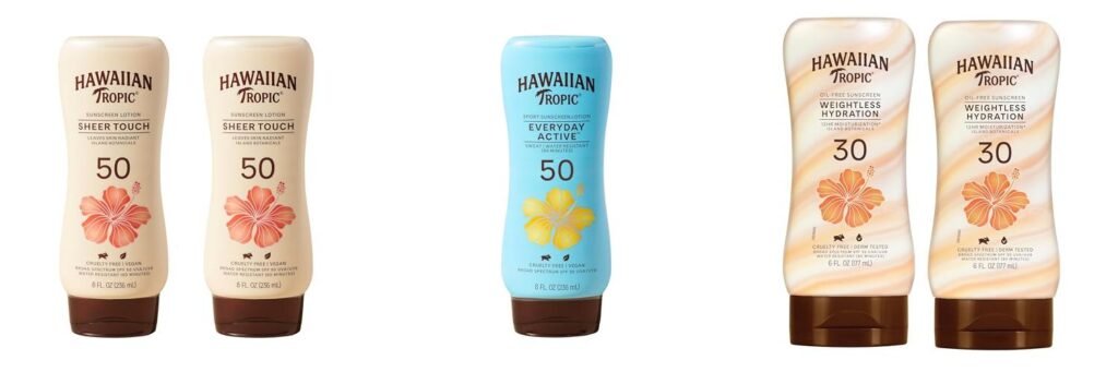 Hawaiian Tropic Sunscreen combined image