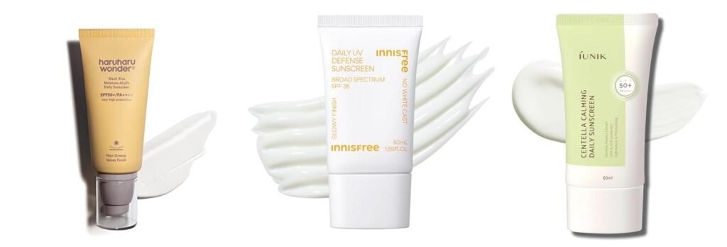 Korean Sunscreen For Acne Prone Skin combined image