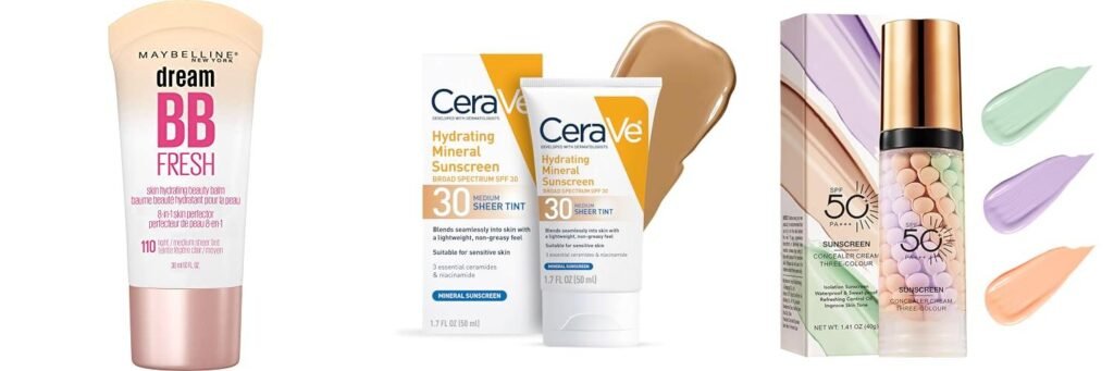 Makeup With Sunscreen combined image