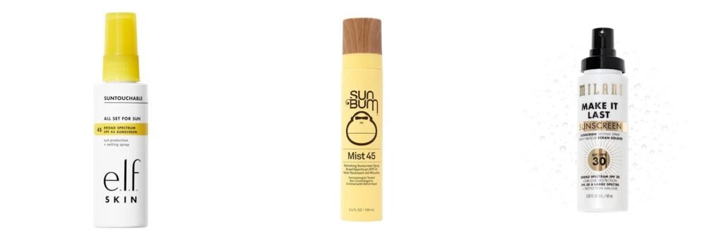 Sunscreen Spray For Face Over Makeup combined image