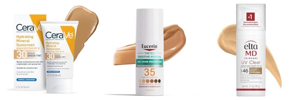 Tinted Sunscreen Non Comedogenic combined image