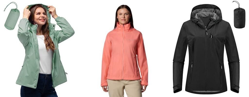 WomenS Packable Rain Jacket combined image