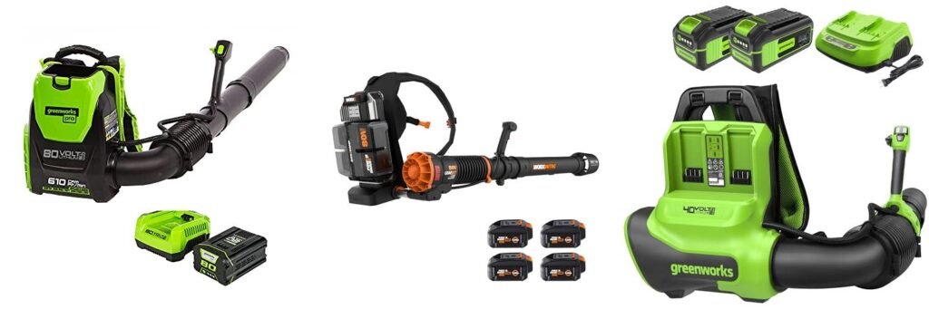 Battery Backpack Leaf Blower combined image