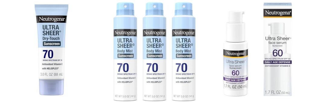 Neutrogena Sunscreen combined image