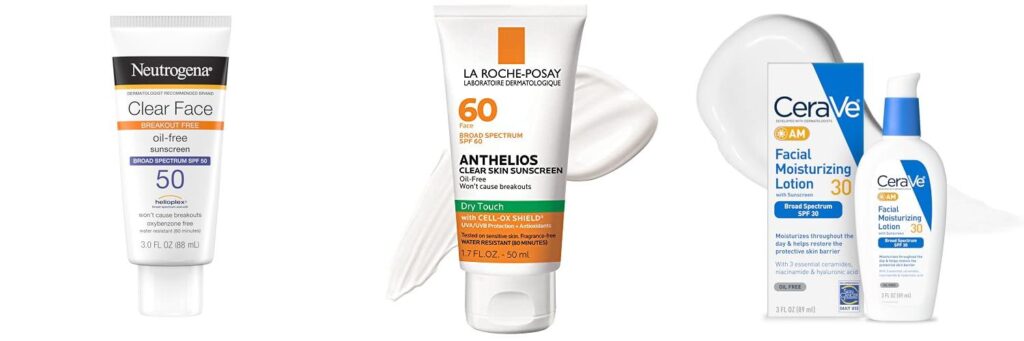 Non Comedogenic Sunscreen combined image